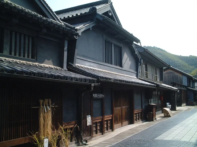 Takehara historic walls and traditional houses.